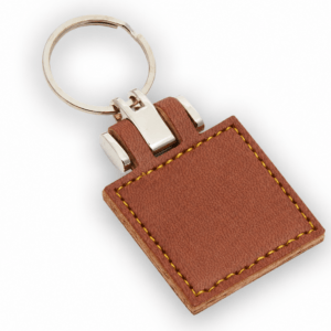 Porte-clés en cuir brun puce NFC