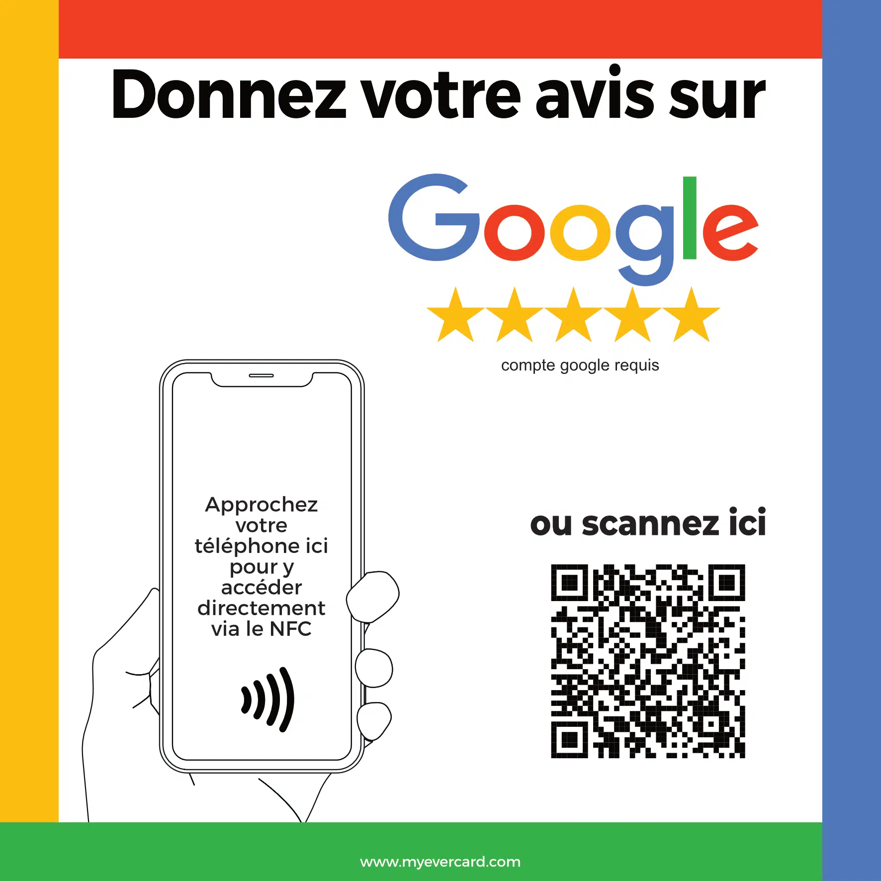Autocollant vitrine "Avis Google" pour le commerce de détail NFC et QRCode personnalisé – Image 2