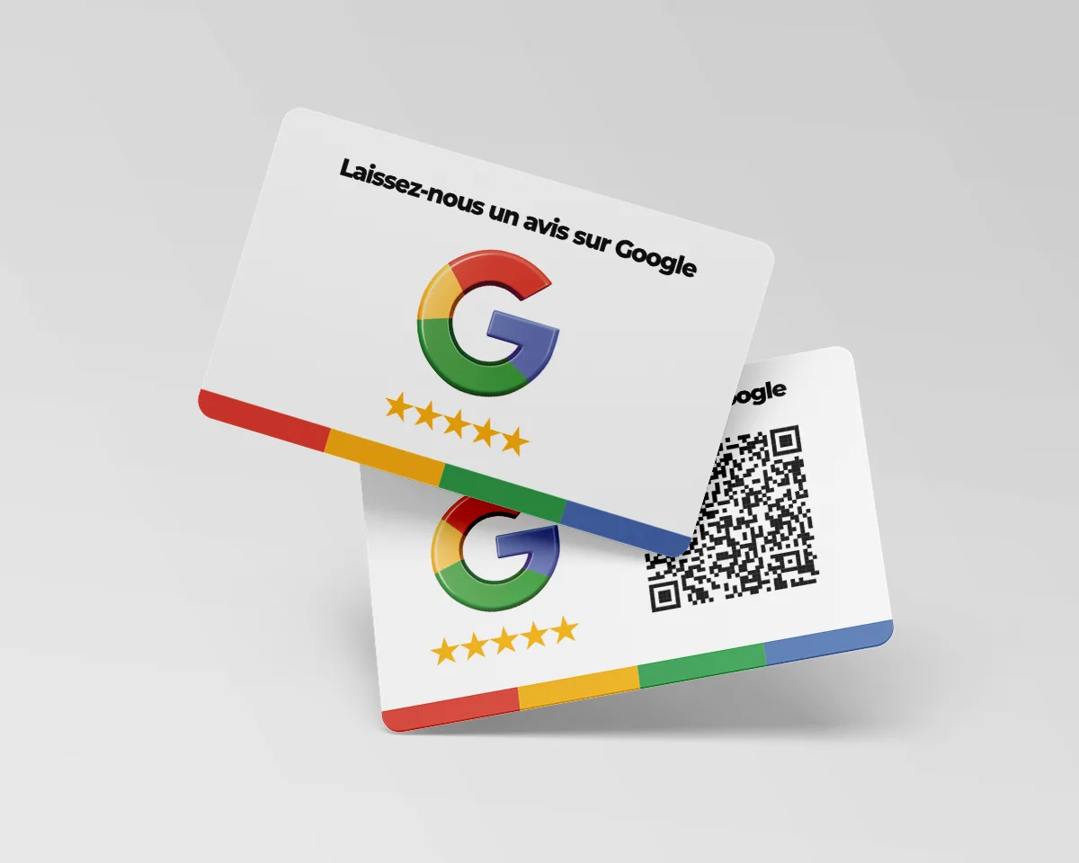 Carte NFC et QRcode pour récupérer les "Avis Google" de vos clients