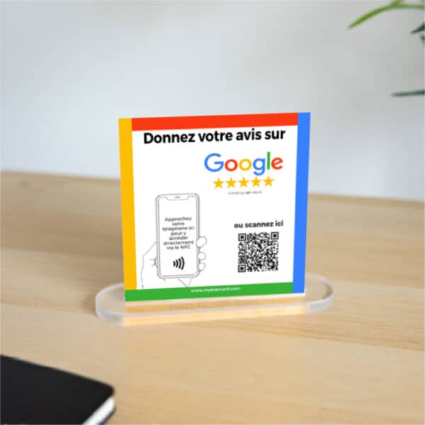 Plaque "Avis Google" verticale pour le commerce de détail et les restaurants - 15 cm